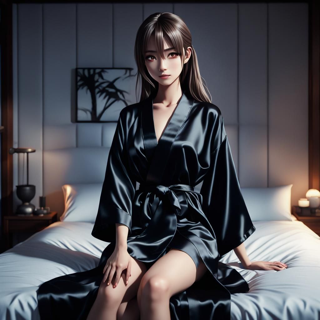 Anime Woman in Kimono: Photorealistic Cinematic Portrait