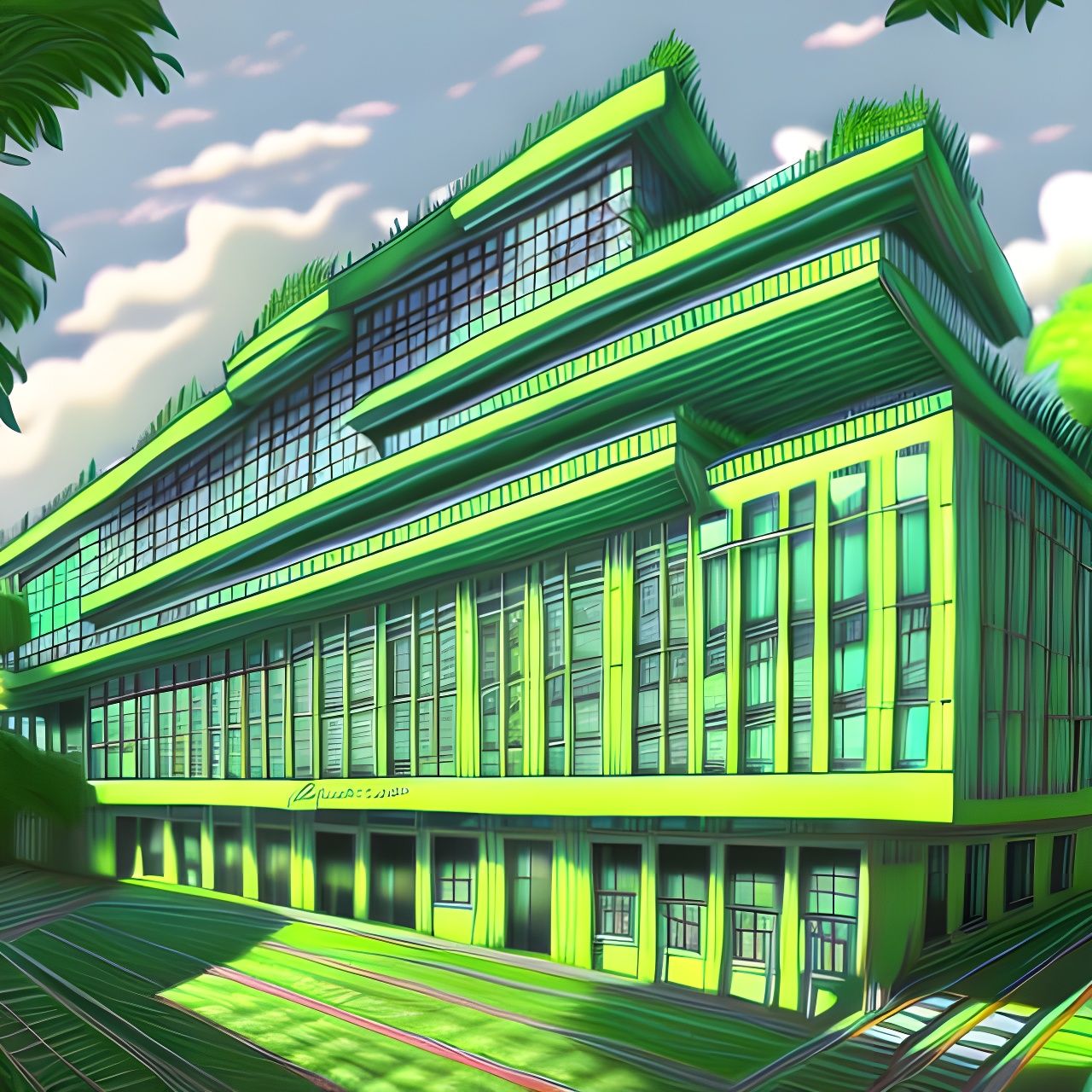 Green House of Music: Crayon Drawing in 8K