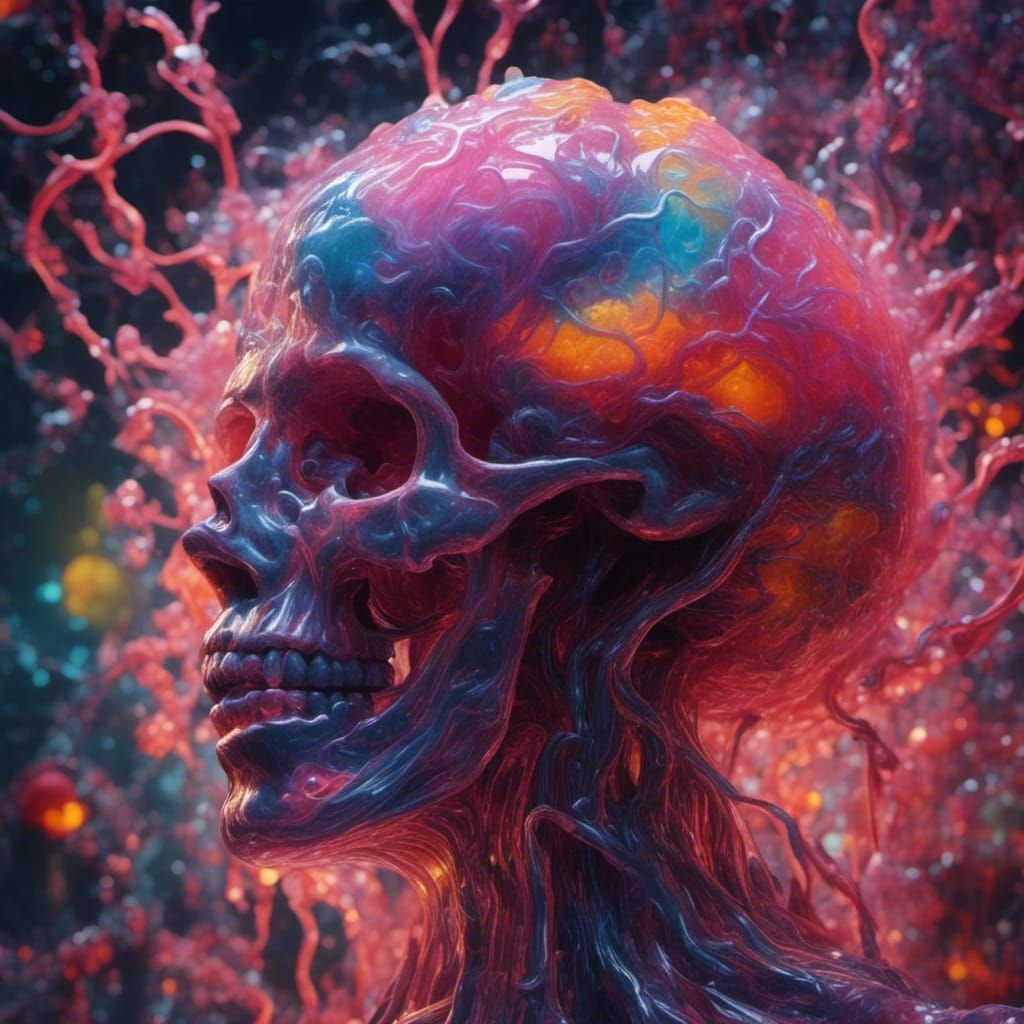 Glowing Neural Network Brain in Baroque Style