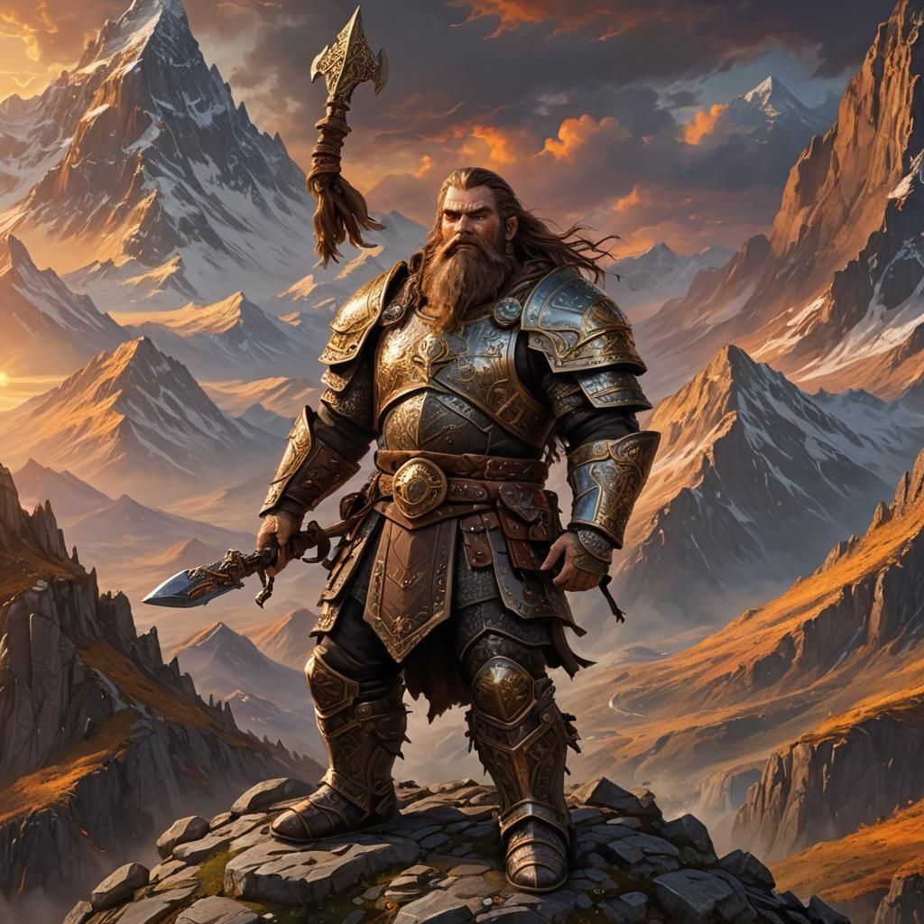 Dwarven General on Battlefield as Digital Art