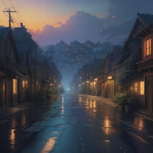 Desolate Town: Studio Ghibli Anime Key Visual