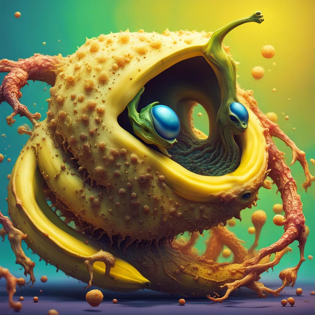 Hyperrealistic Alien Banana with Legs Concept Art