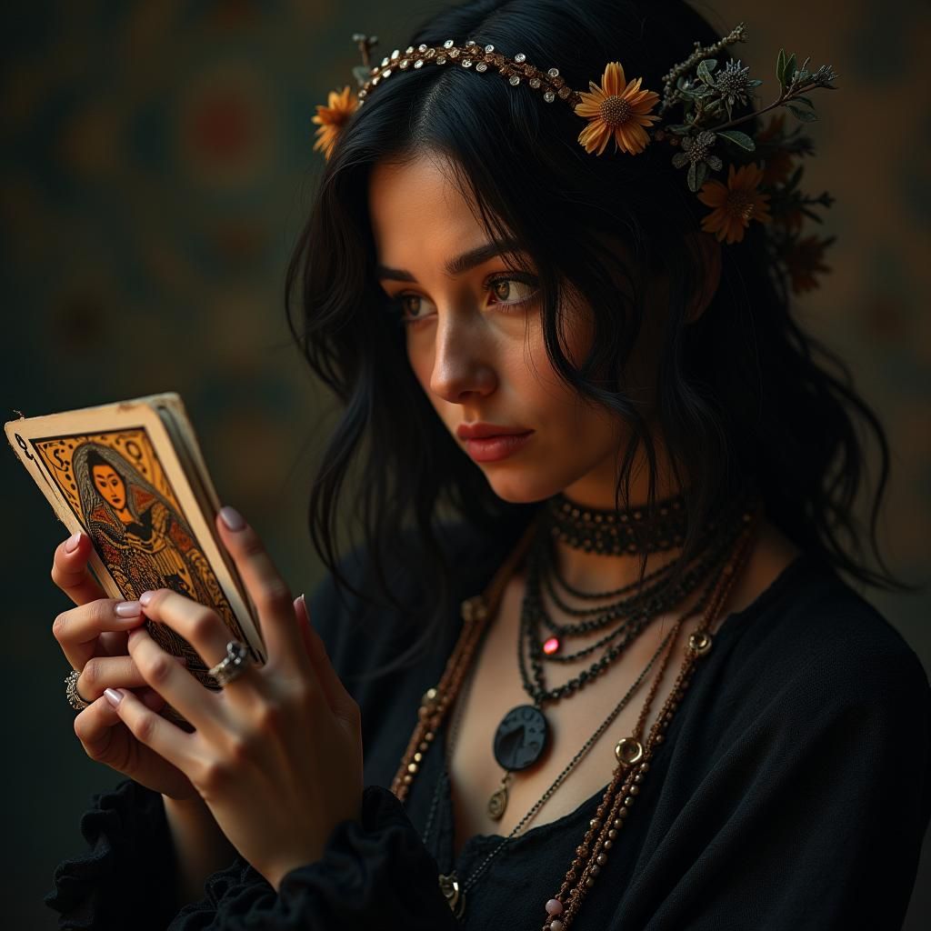 Mystical Tarot Reader in Surrealist Style