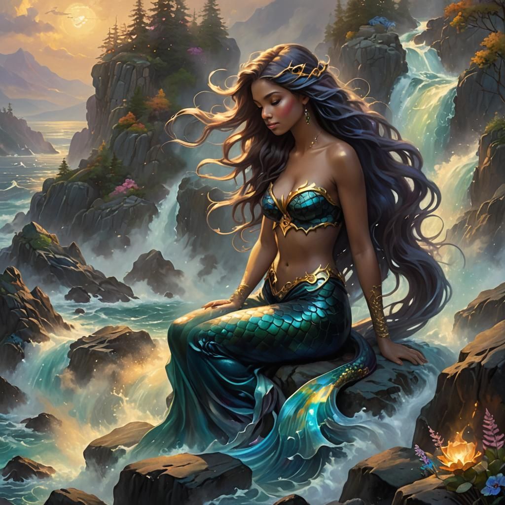 Enchanting Dark Mermaid Enticing with a Siren Song