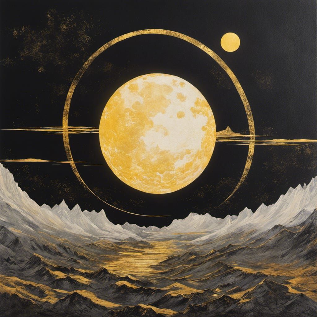 Striking Solar Eclipse in Mixed Media Style