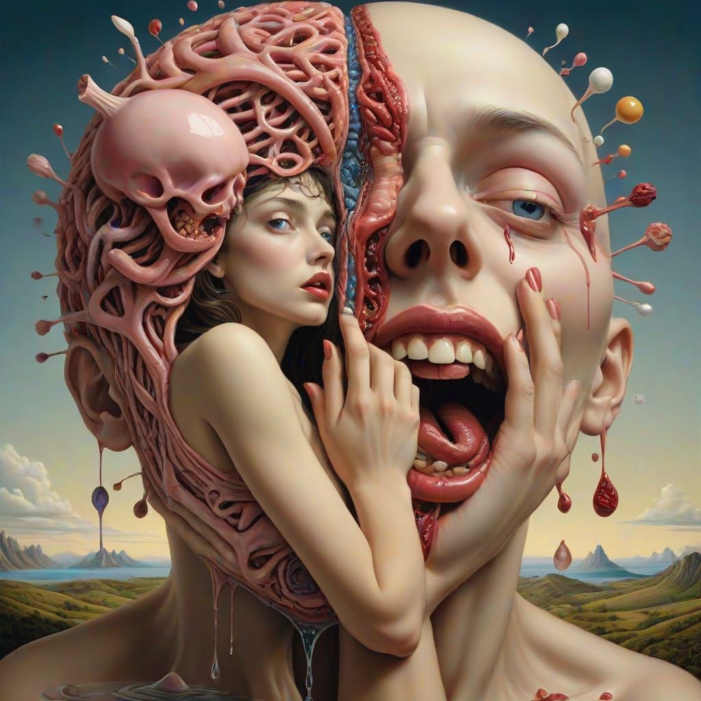 Surreal Tapestry of Human Experience in Vibrant Detail