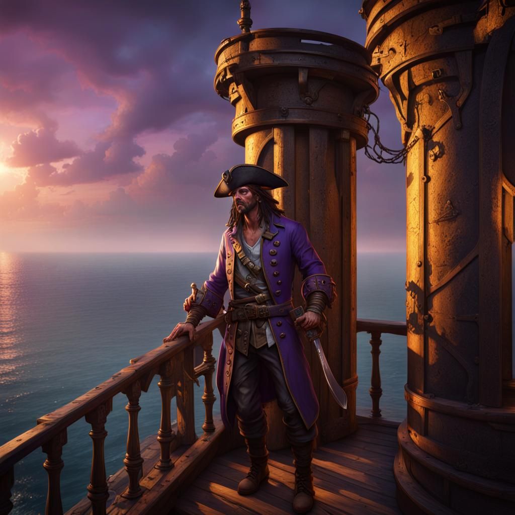 Pirate on Watchtower: Dark Fantasy Concept Art