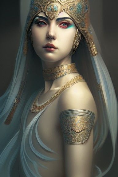 Queen Tomyris: Photorealistic Digital Illustration