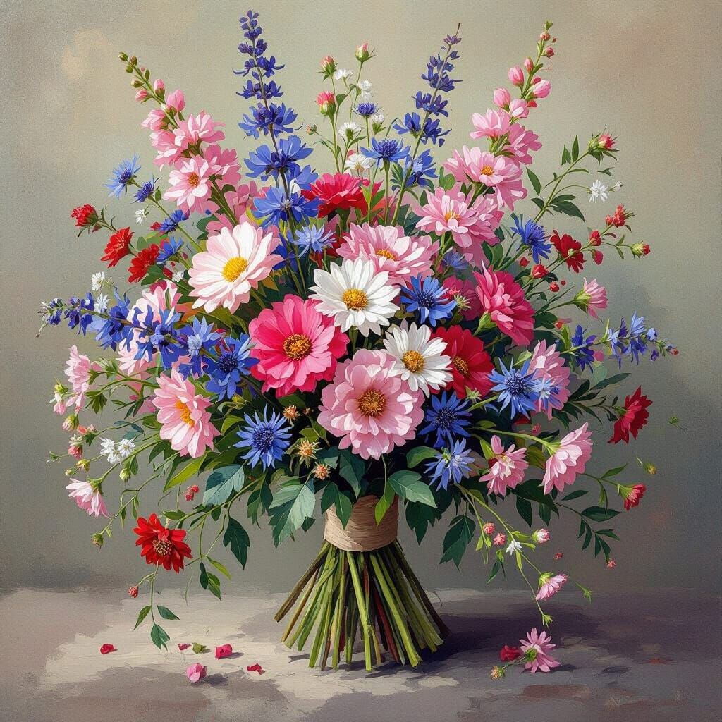 Impressionist Wedding Bouquet with Wildflowers