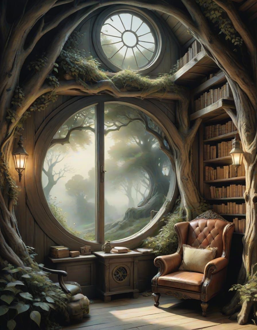 Enchanted Treehouse Reading Nook in Twilight Forest
