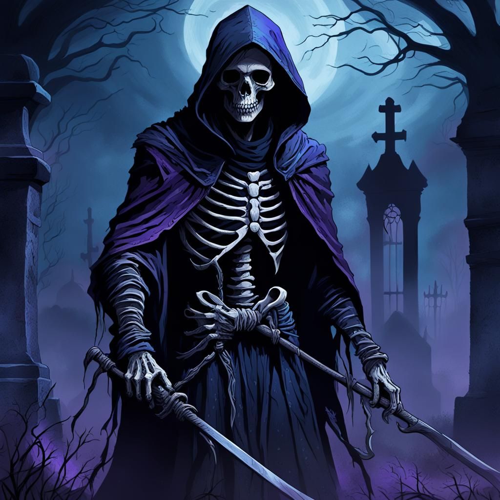 Mystical Graveyard Portrait: Gothic Grim Reaper