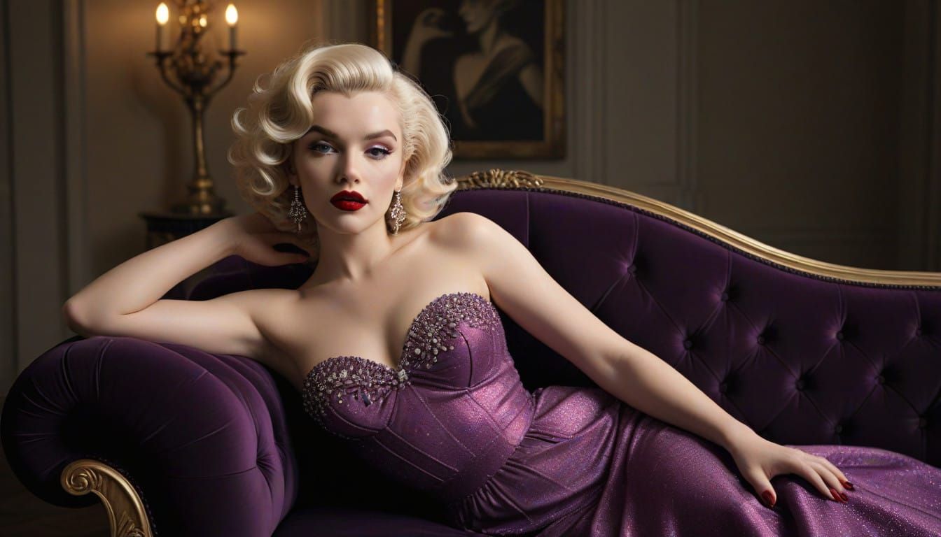 Glamorous Woman on Art Deco Chaise Lounge