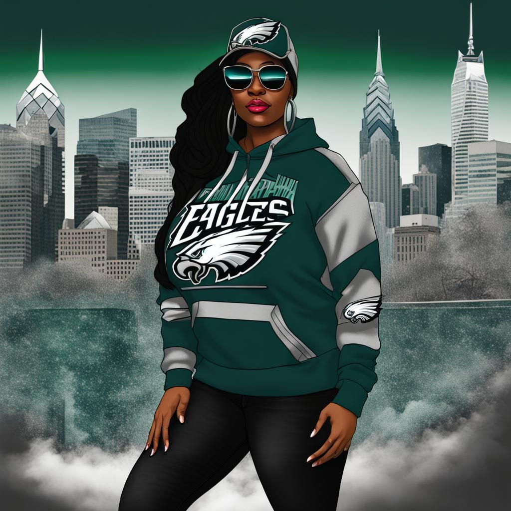 Philadelphia Eagles Fan in Graffiti Art Style