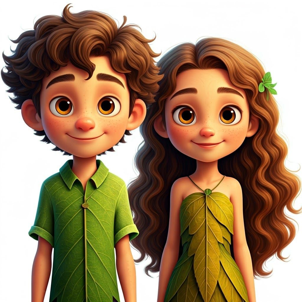 Whimsical Teenage Duo in Vibrant 3D Cartoon Style