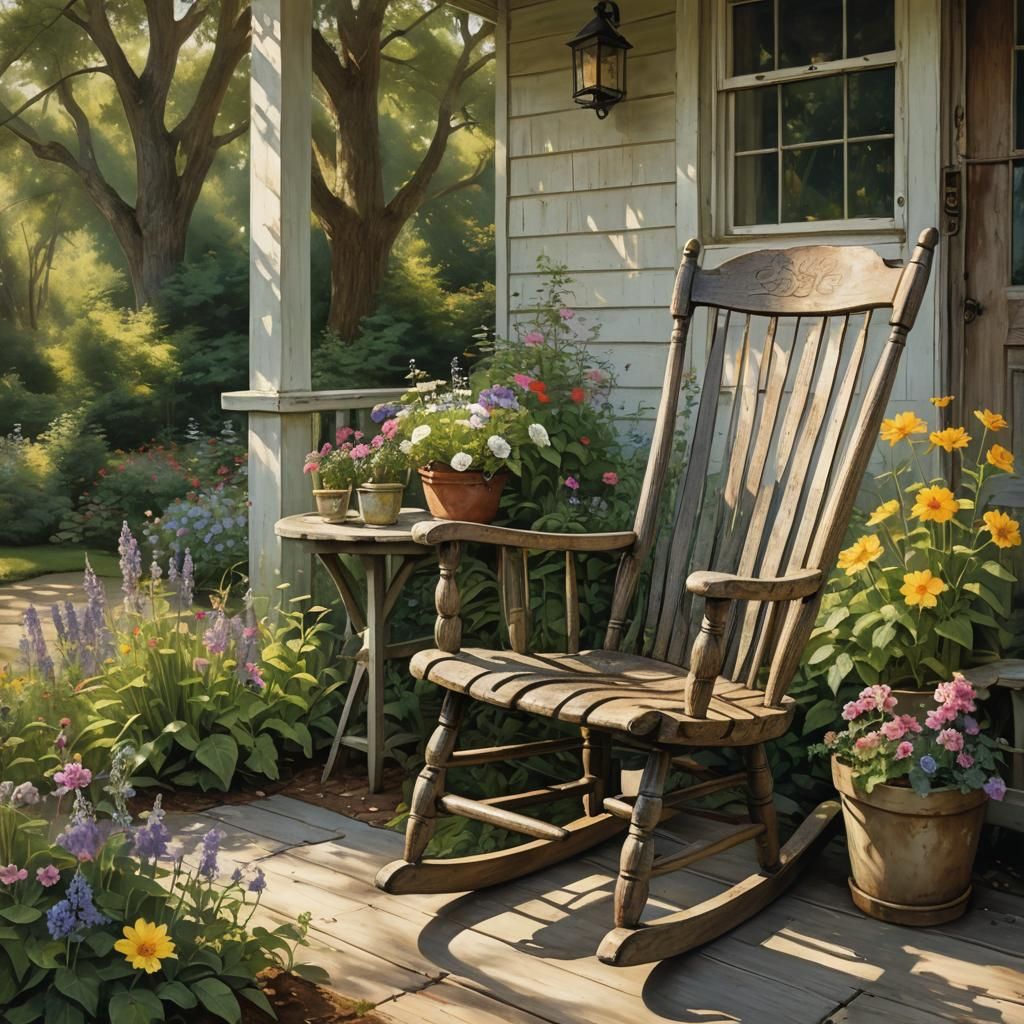Nostalgic Rocking Chair in Realistic Watercolor Style