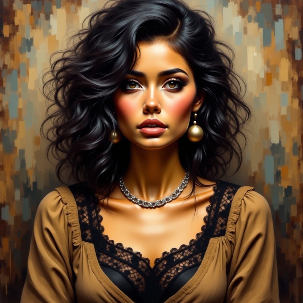 Sensual Brown Woman in Dark Attire, Oil Painting in Gauguin ...