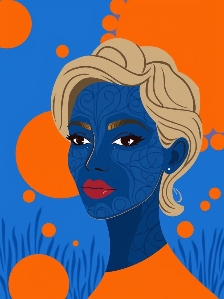 Ethereal Blue Goddess with Intricate Patterns