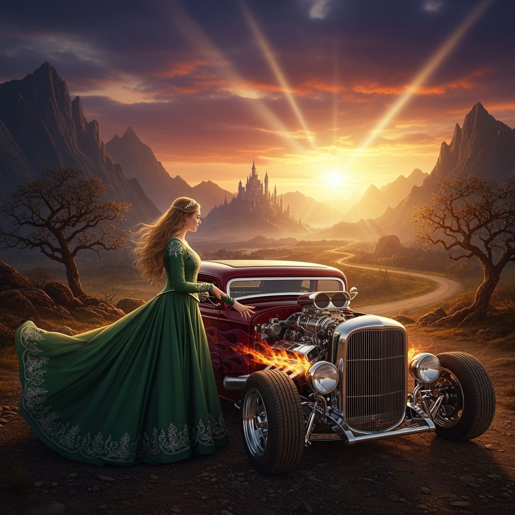 Princess and Hot Rod at Sunset