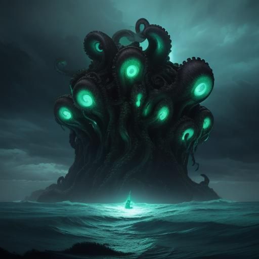 Giant Octopuses Rising from the Dark Ocean
