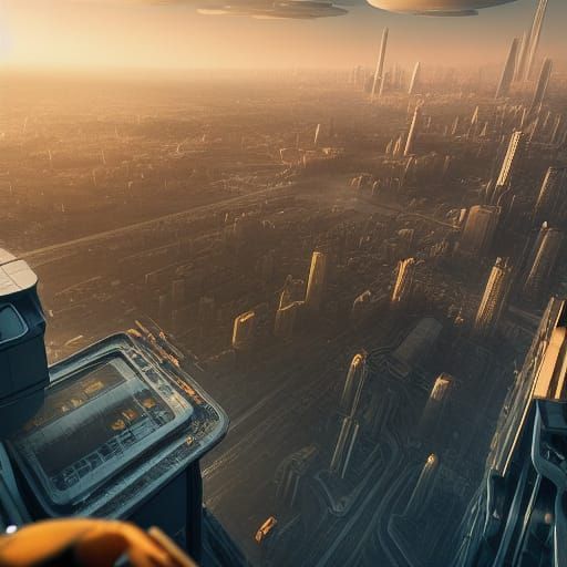 Cyberpunk Cityscape from Penthouse View