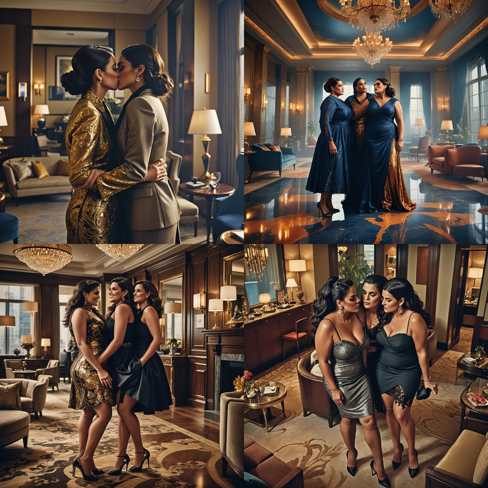 Two Plus-Size Women Embrace: Detailed Matte Painting
