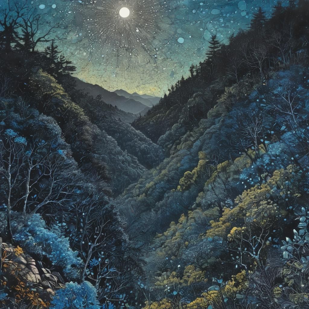 Blue Ridge Parkway Fantasy in Pointillism Style