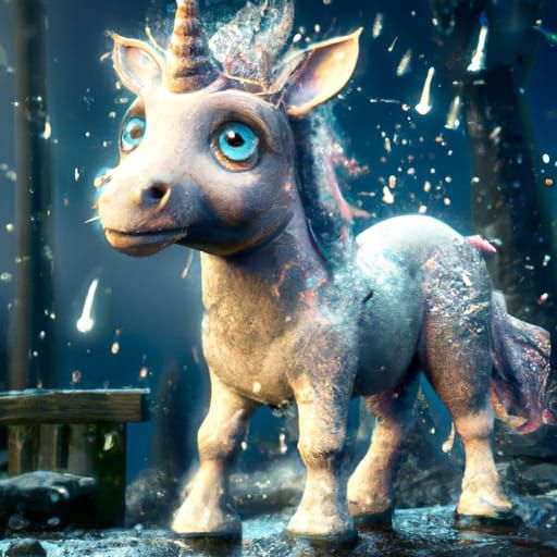 Fantastical Baby Unicorn in Detailed Digital Painting
