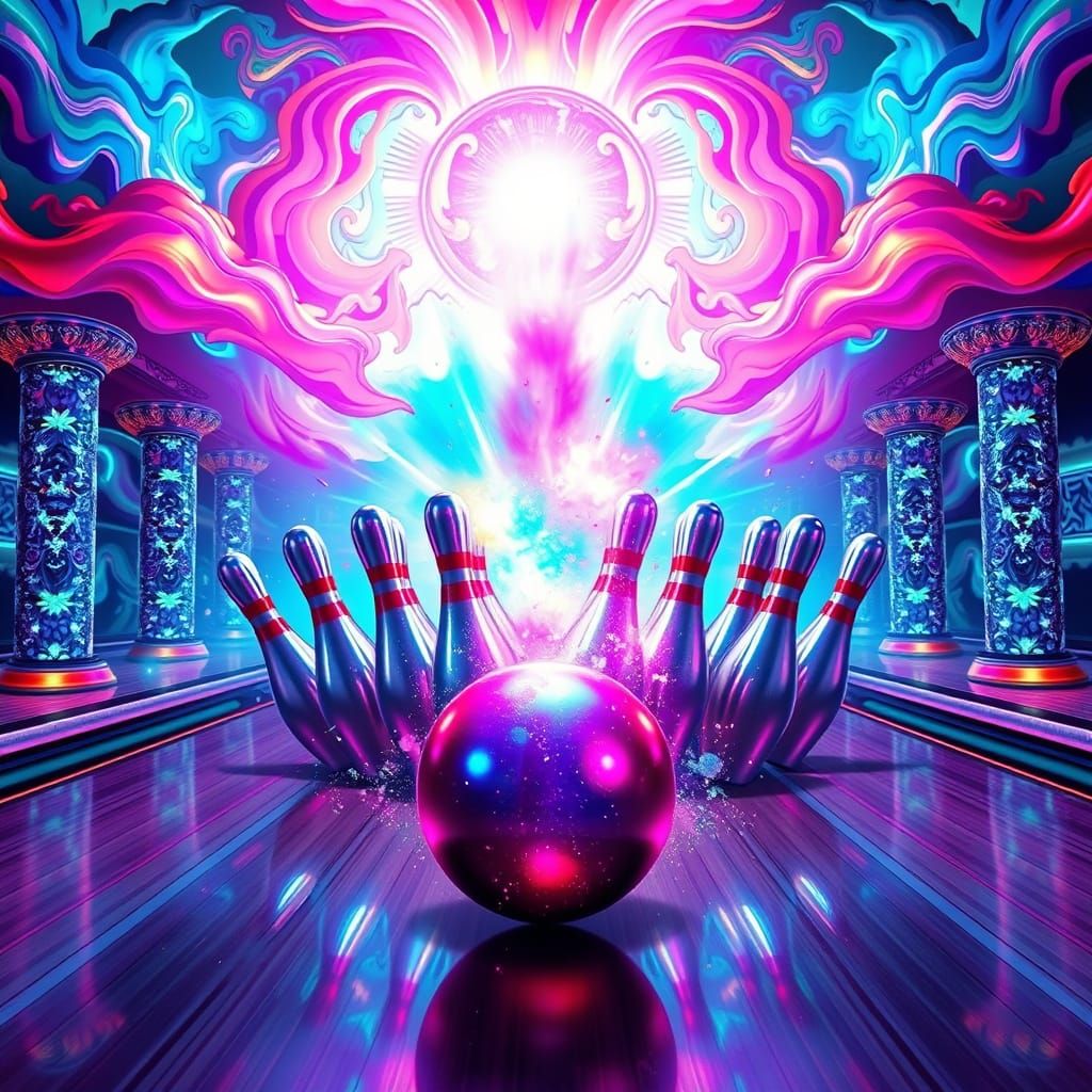 Glowing Bowling Ball Explodes in a Kaleidoscope of Colors