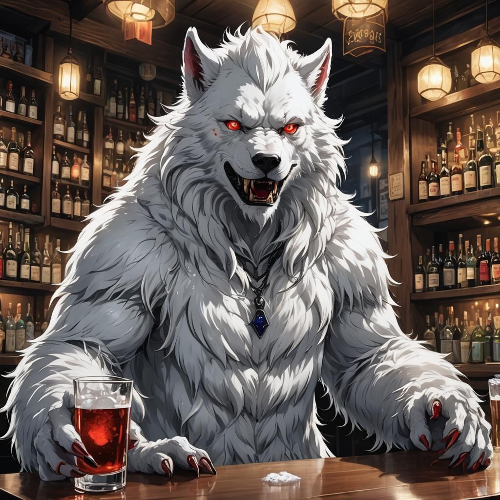 Albino Werewolf in a Bar: Anime Key Visual