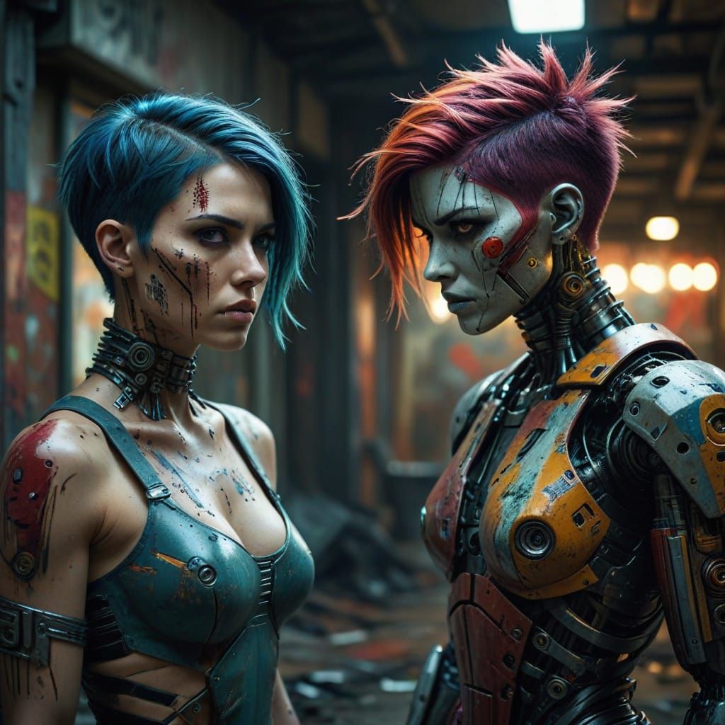 Cyberpunk Gang Fight in Abandoned Mall