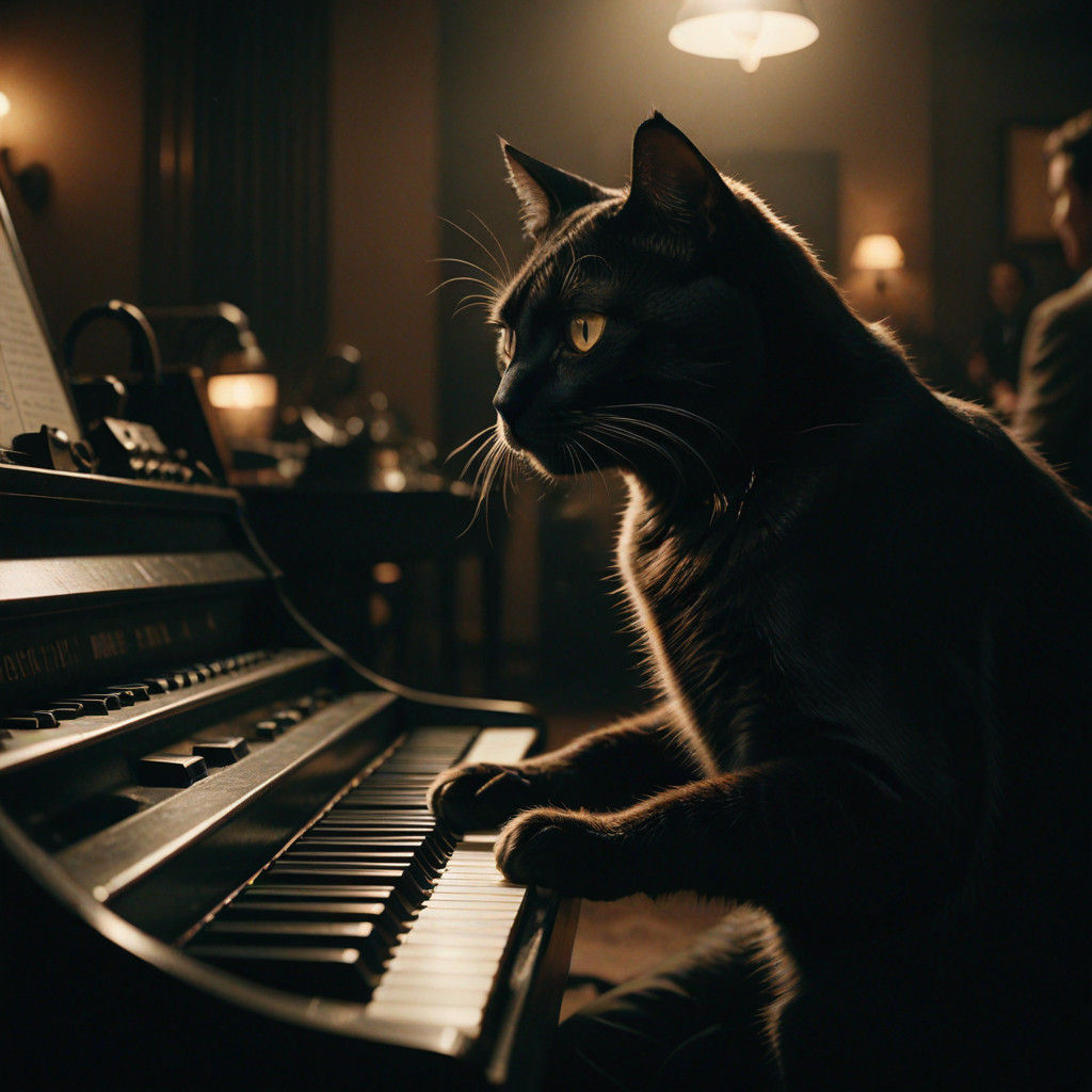 The Black Cat Performs in a Smoky Noir-Inspired Setting