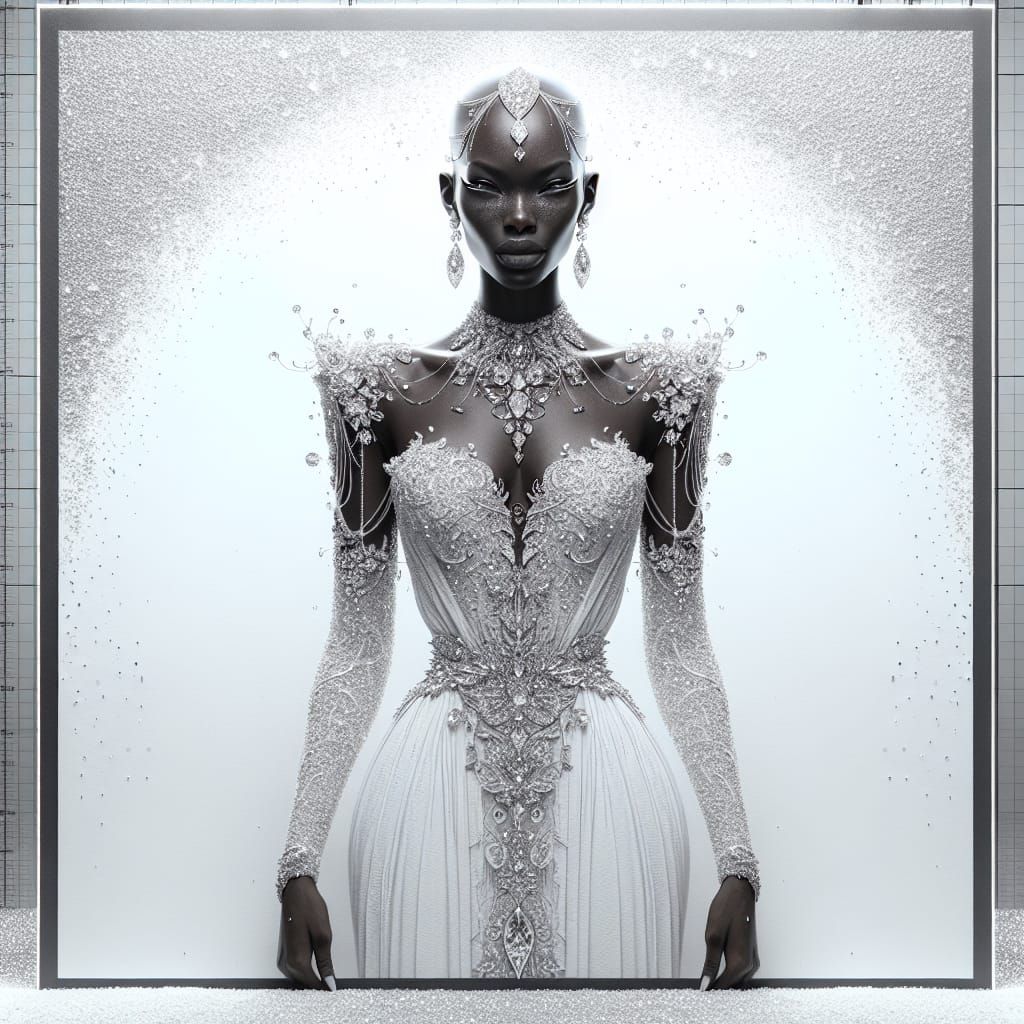 Elegant Woman with Diamonds in Digital Painting Style