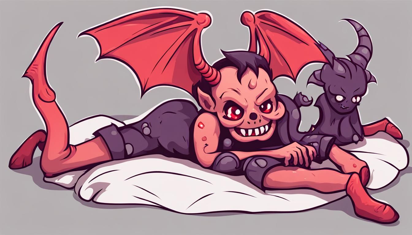 Cute Demon with Imp Legs Laying Down