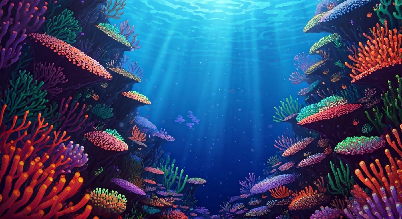 Fluorescent Sea Creatures in the Deep Ocean