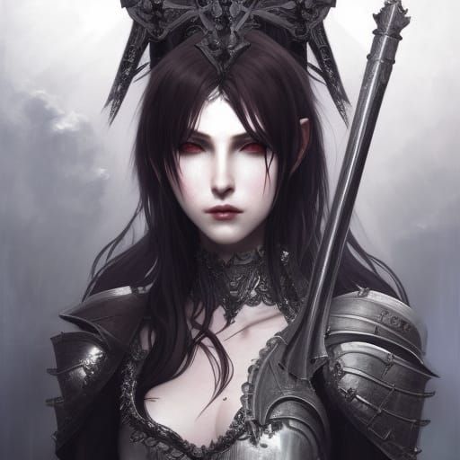 Gothic Vampire Knight Portrait in Heavy Armor