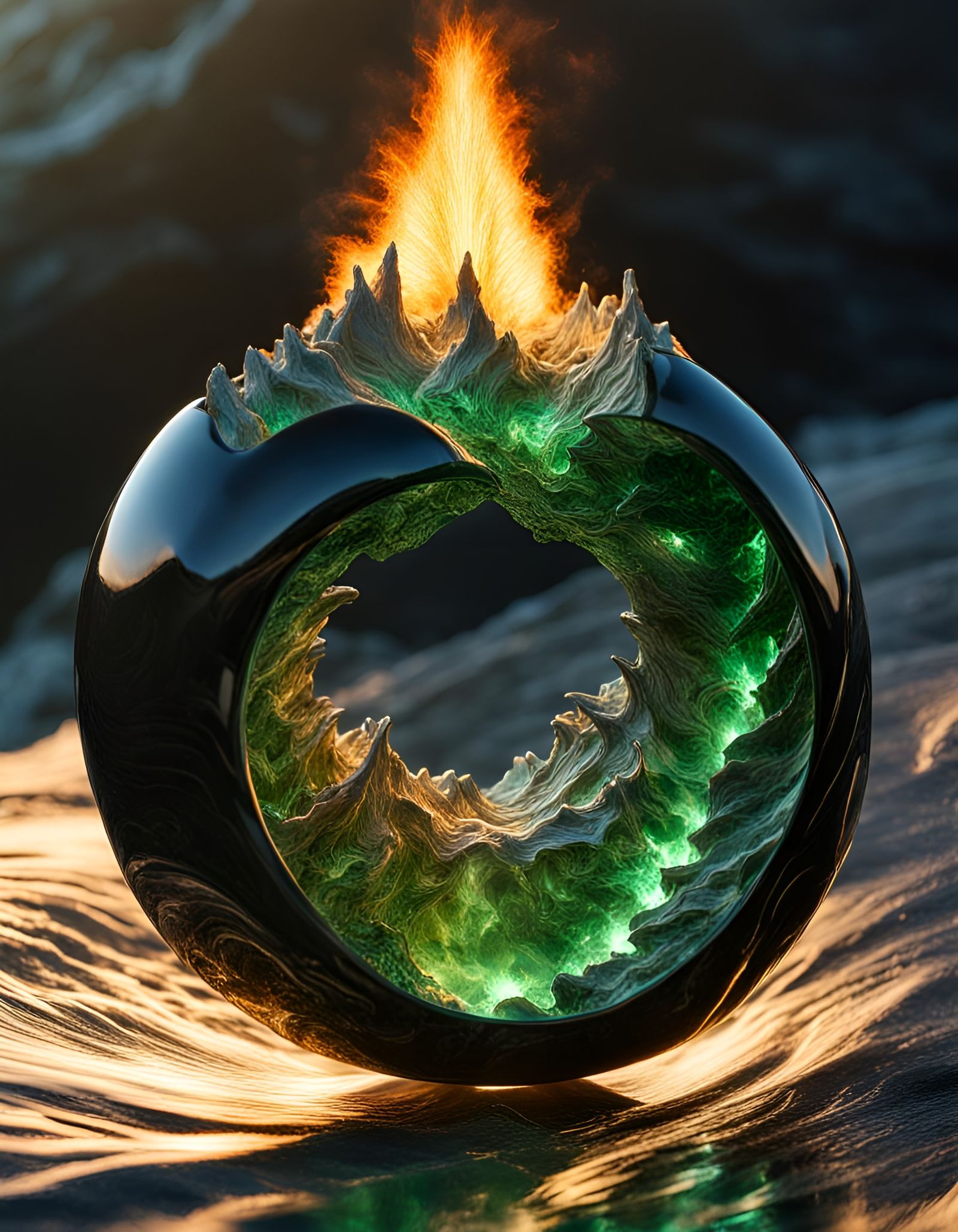 Atoll Forged with Flame and Silver Light