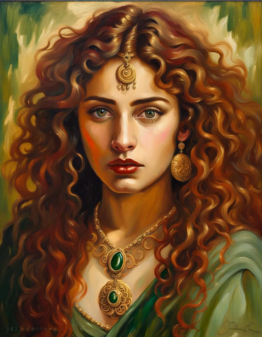 Pre-Raphaelite Portrait of an Indian Woman