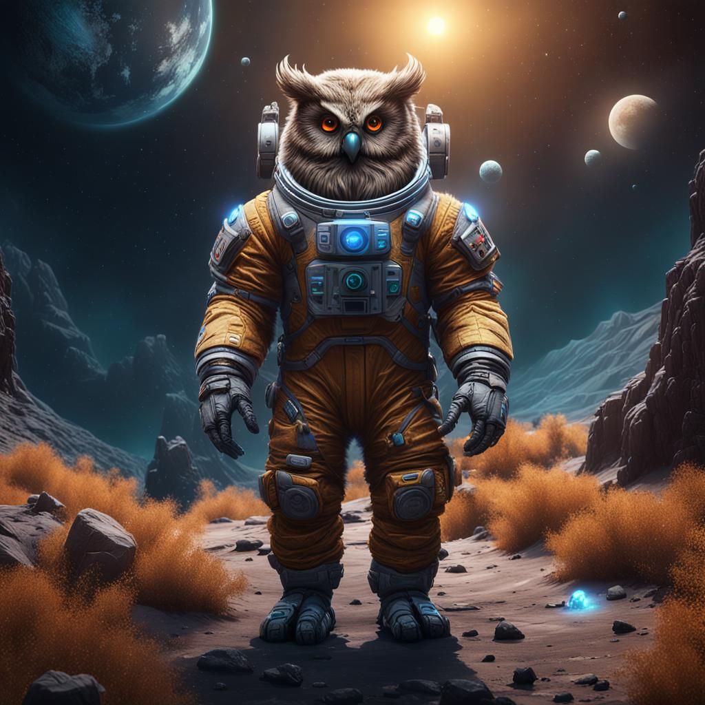 Owlbear in Space Suit: Detailed Fantasy Art