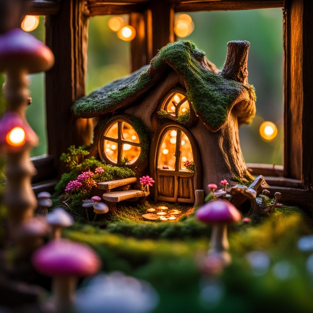 Detailed Fairy House Miniature in Mushroom