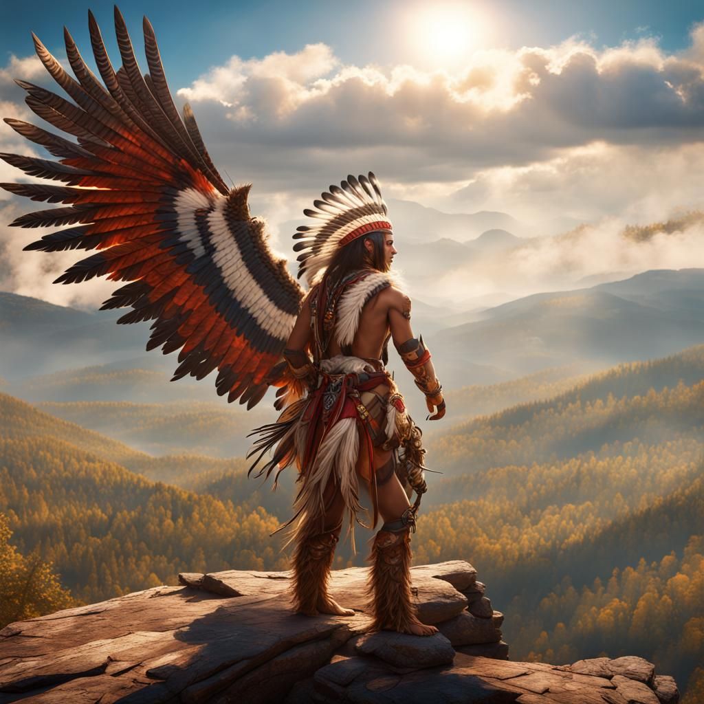 Lenape Warrior on Thunderbird over Appalachians