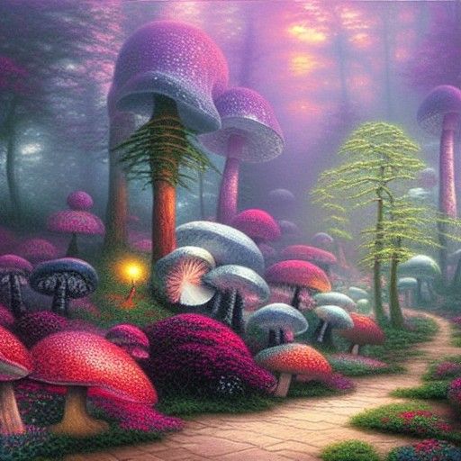 Ethereal Mushroom Forest in a Fantasy Style