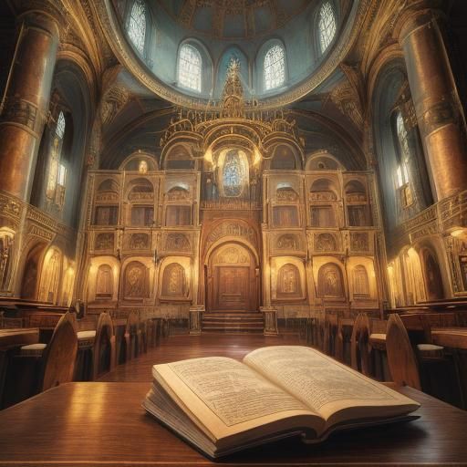 Orthodox Church Interior with Book, HDRI Photography