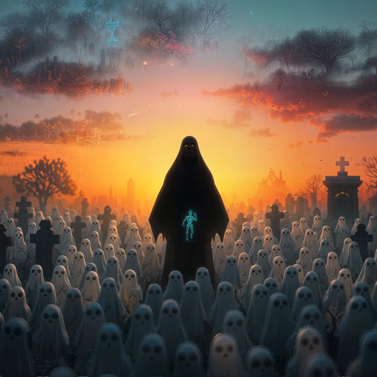 Graveyard Ghosts: Central Black Ghost in 3D Art