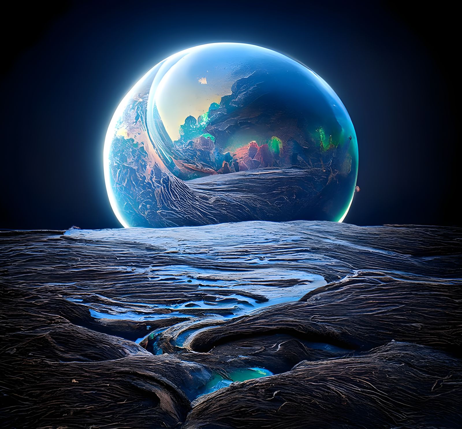 Earth From The Moon: A Photorealistic Sci-Fi Landscape