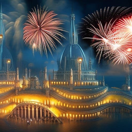 Epic Fireworks Display: Digital Matte Painting