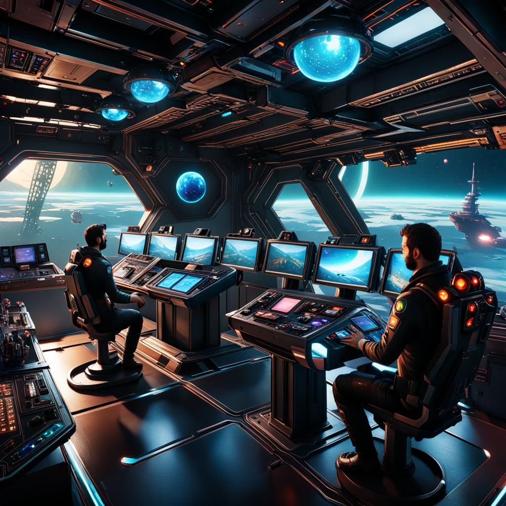 No Man's Sky Battleship Bridge in Space