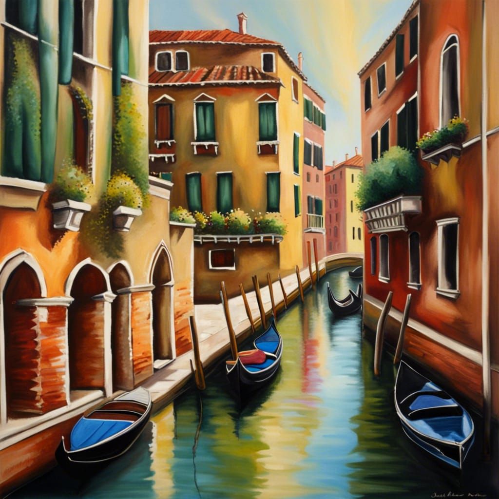 Calm Colorful Realistic Painting of Venice