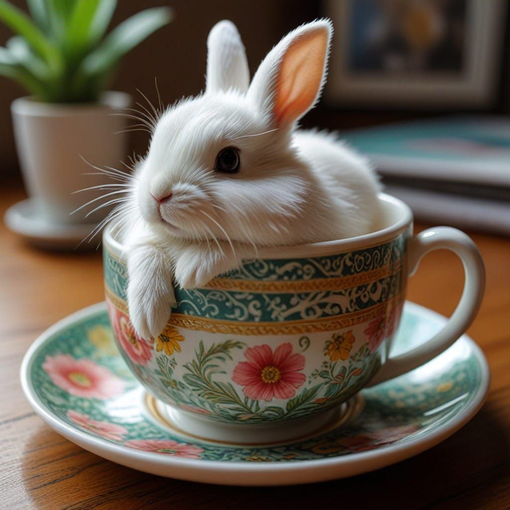 Just a Bunny Chillin’ in a Teacup