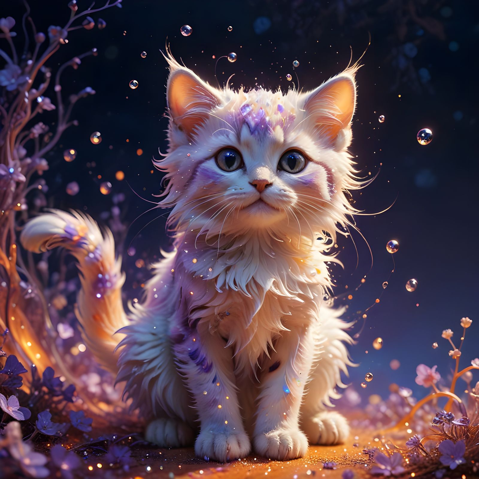 Adorable Glowing Murex Kitten in Triadic Colors