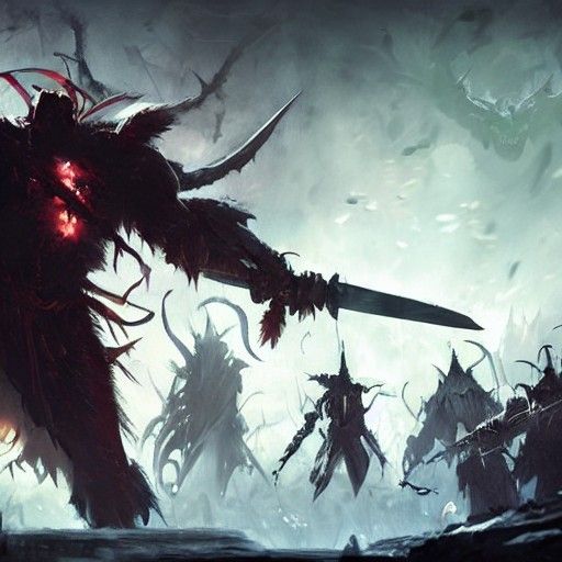 Sinister Warhammer Warrior in Dark Fantasy Style
